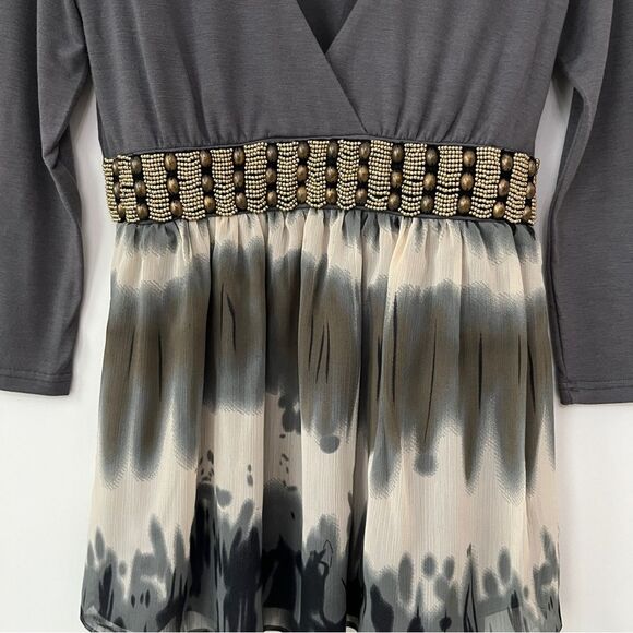 Boston Proper Y2K V-neck Embellished Beaded Top Empire Waist Stretch S - Picture 4 of 11